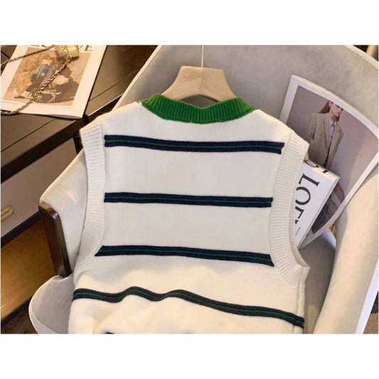 Colored round neck cardigan sweater vest