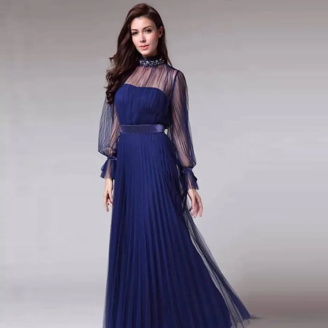 Modern Elegant Long Sleeve Evening Dress For Women High Class Banquet Annual Meeting Stylish Modern Design Versatile For Wear