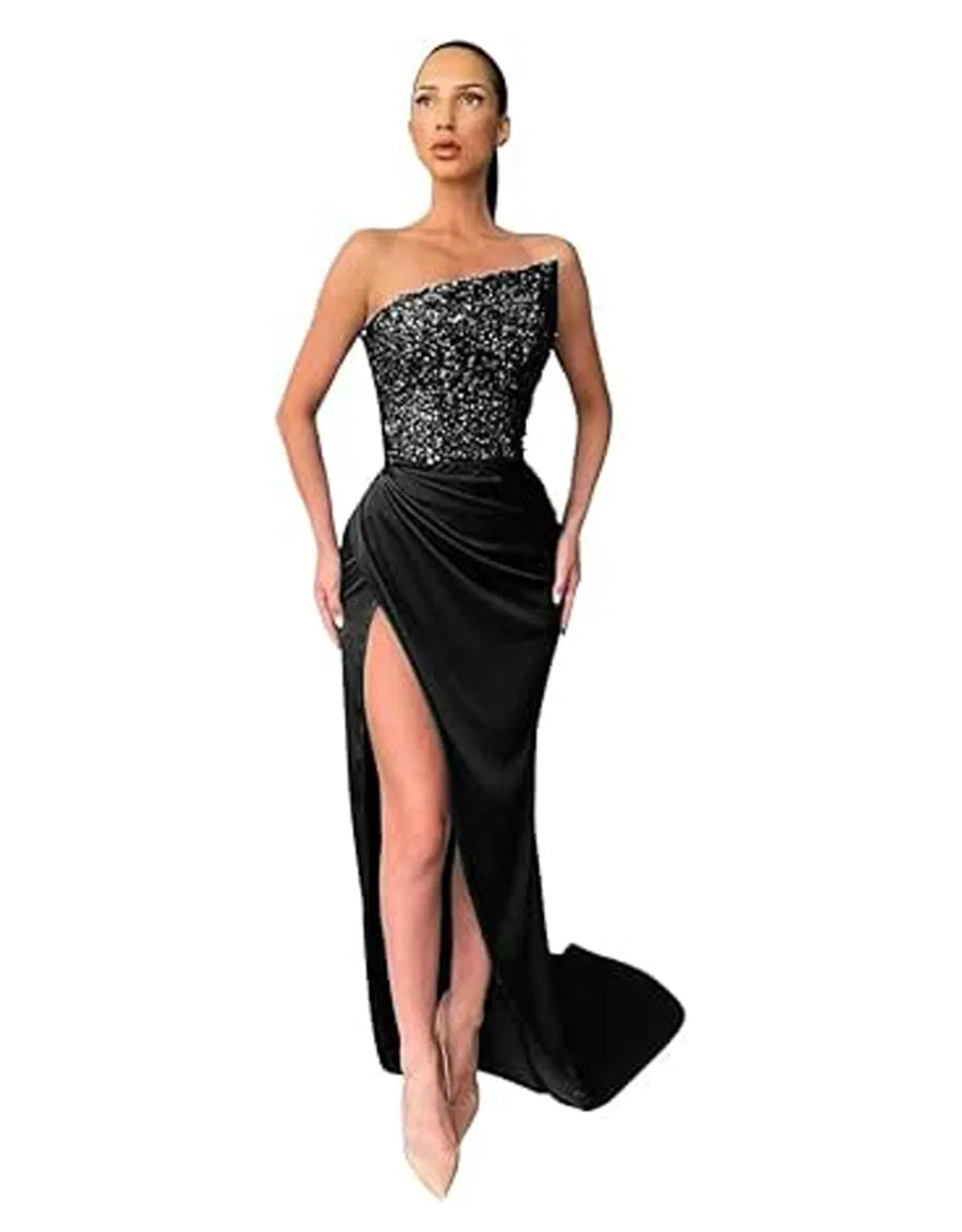 Sequin Dress for Women Sleeveless Mid-length Evening Dress Elegant Chest Wrapping Summer Dress Casual Sexy Party Dresses Vestido
