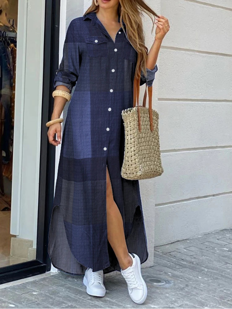 ZANZEA Party Vintage Leopard Robe Women 2025 Autumn Casual Long Sleeve Maxi Long Vestidos Dress Fashion Oversized Shirt Sundress