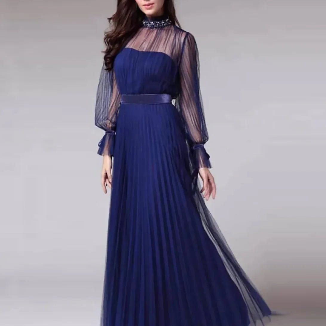 Modern Elegant Long Sleeve Evening Dress For Women High Class Banquet Annual Meeting Stylish Modern Design Versatile For Wear